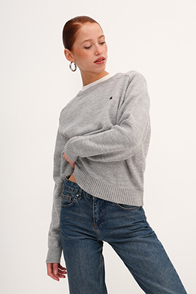 Addax Star Embroidered Knitwear Sweater K3418-D4
