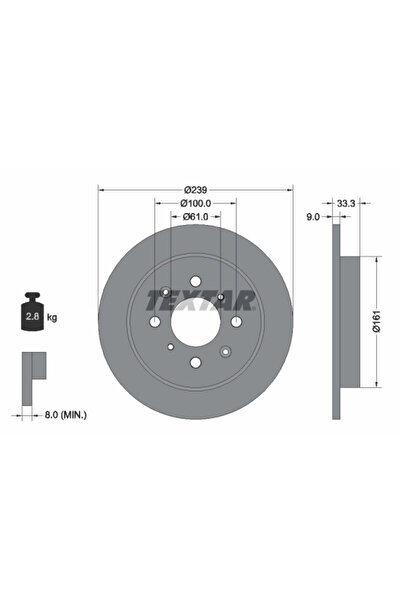 TEXTAR Disc Frana Honda City 5 Limuzina/Jazz 3 Honda (Gac) City/Fit