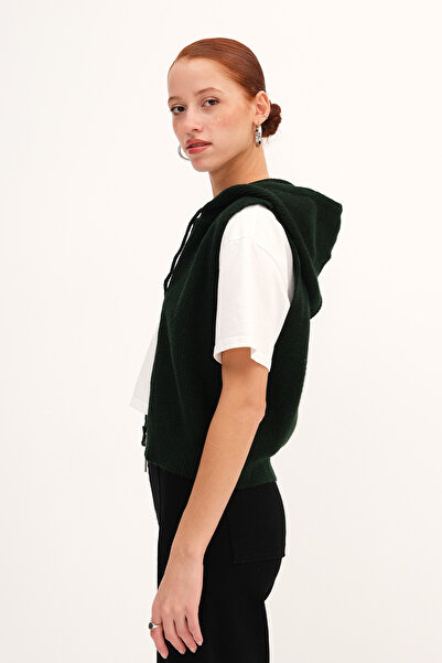 Addax Hooded Knitwear Vest Y3478