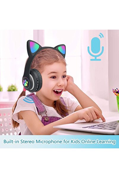 VALA Wireless Headphones with Cat Ears, Bluetooth, RGB Lights, Noise Cancellation, Microphone, Bass,