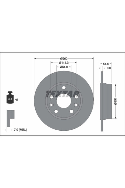 TEXTAR Disc Frana Nissan Juke Renault Captur 2/Megane 4