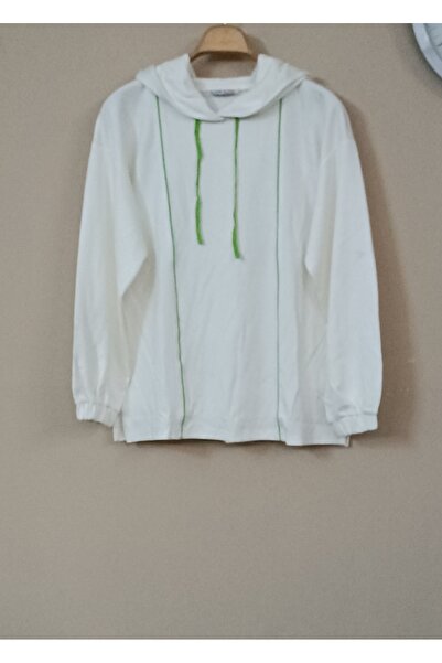 MAXLEVEL MODA Striped Detail Hooded Oversized Women's Sweatshirt