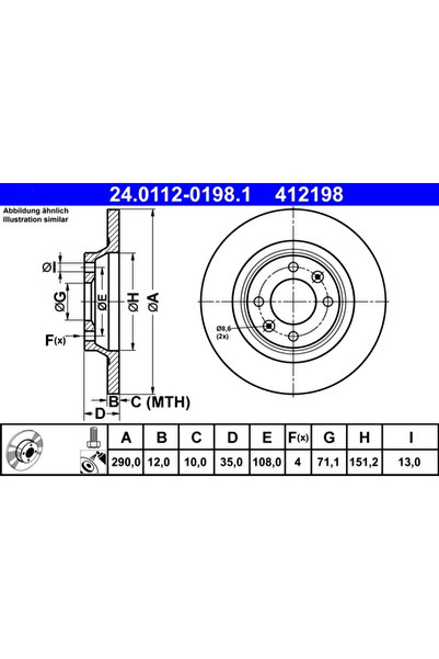 Ate Disc Frana Citroen C4 2/DS4/DS5 Ds Ds 4 / Ds 4 Crossback/Ds 5