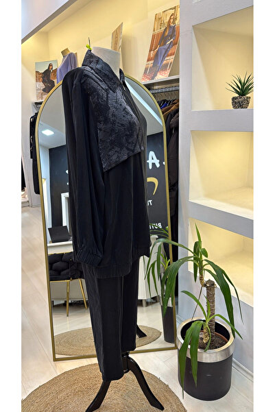 Nuss 1001 Jacquard Detail Trouser Suit - Anthracite