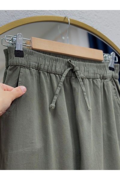 BENAHOLL Bemona Çift Cepli Paça Püsküllü Gabardin Pantolon-MA5284 Haki