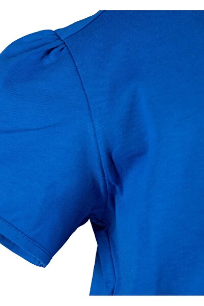 Ozmoz By Mukadder Özden Organic Watermelon Sleeved Blue Summer Girl's Tshirt