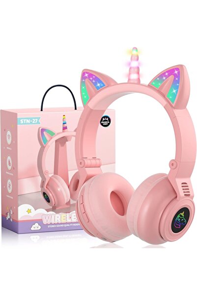 VALA Wireless Headphones for Kids with Cat Ears, Foldable, RGB LED, Vala® STN-27 PREMIUM Unicorn