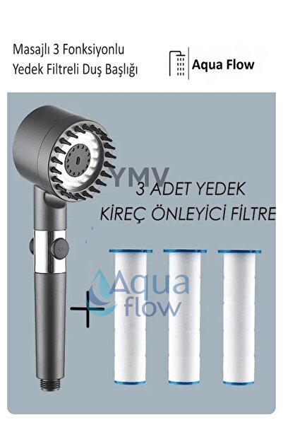 YMV Filtreli Masajlı Fonksiyonlu Duş Başlığı + 3 Adet yedek filtre