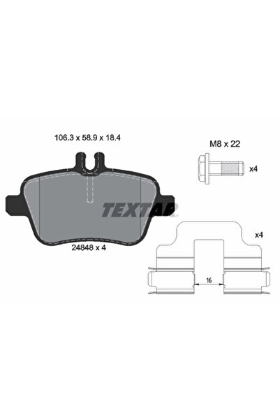 TEXTAR Комплект спирачни накладки за дискови спирачки Mercedes-Benz A-класа/B...
