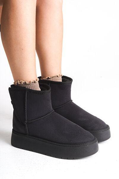 Shu Mhu Cizme pentru femei Ug, negre, cu velcro, ușor de purtat, cu blană, cu...