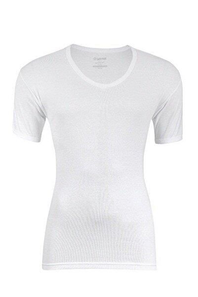Yıldız Çamaşır Yıldız 60 Men's 100% Cotton Ribbed V-Neck Short Sleeve Undersh...