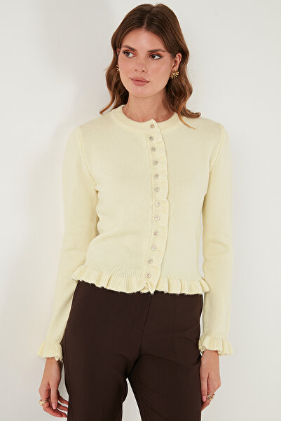 Lela Premium Pile Detaylı Regular Fit Yuvarlak Yaka Triko Hırka HIRKA 680HI00038