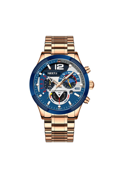 Nibosi Ceas bărbătesc de afaceri din oțel elegant cu cuarț analogic cu ace lu...