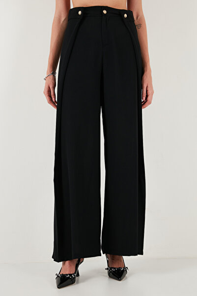 Lela Buttoned Pleat Detail Wide Leg High Waist Wide Leg Pants Pants 68351133