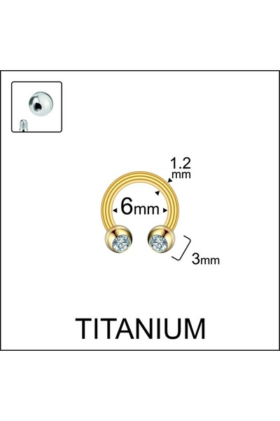 Rupen Kraft Yüksek Kalite G23 Titanium Zirkon Taşlı Titayum Halka Piercing