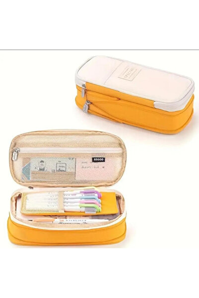 VELLICHOR Многофункционален калъф за моливи, пътнически канцеларски принадлежности, чанта за грим, органайзер за бюро, оранжев