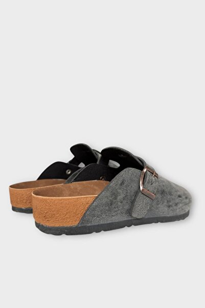 Liger Unisex Buckle Detailed Cork Anatomical Sole Slippers Smoked