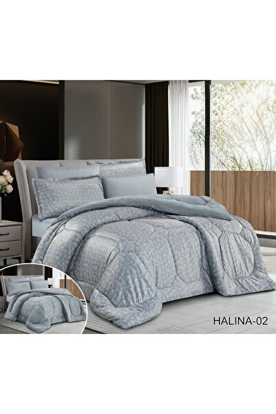 Roshen 6-piece double-sided winter bedspread set, one plain velvet side and one patterned fur side, luxury for you and elegance for your room decor, size 220*240