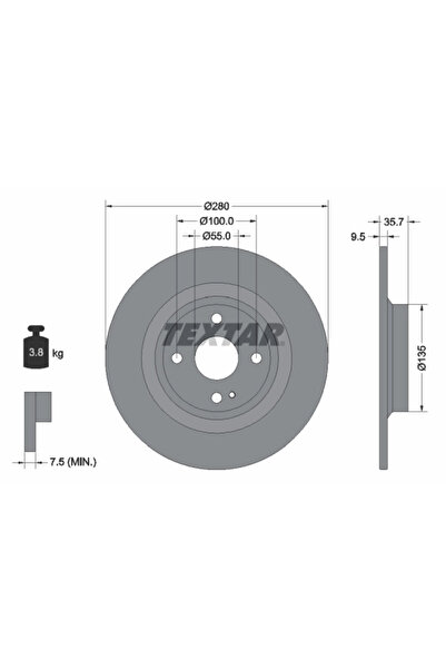 TEXTAR Disc Frana Abarth 124 Spider Fiat 124 Spider