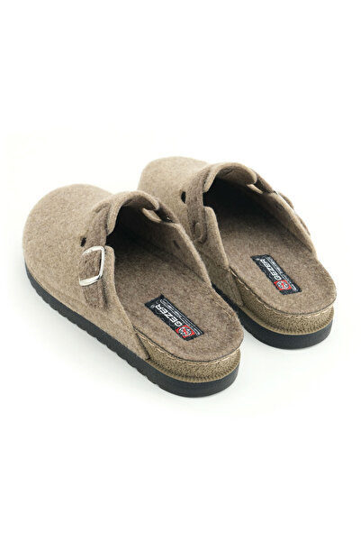 GEZER Kadın Kışlık Rahat Taban Tek Toka Ayarlanabilir Keçe Ev Bahçe Terlik