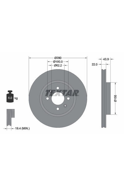 TEXTAR Disc Frana Kia Rio 3