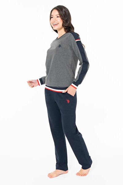 U.S. Polo Assn. Set de pijamale pentru femei, cu 2 fire, pentru iarnă, cu pic...