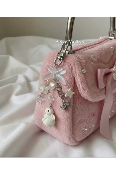 amourina Beyaz Minik Tavşan Fairycore Coquette Çanta Charmı Anahtarlık