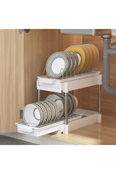 Rovitech Suport de vase cu 2 niveluri, sistem glisant și scurgere a apei, 38 ...