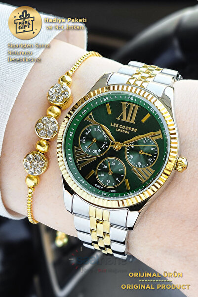 Lee Cooper Bileklik Hediyeli Orijinal Fonksiyonları Aktif Takvimli Yeşil Haki...