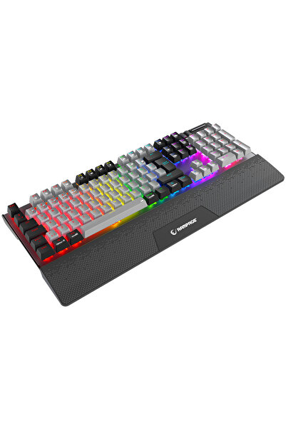 Rampage Carbon Pro Gri/Siyah Wireless OUTEMU Red Swich Q Gaming Oyuncu Klavye Bilek Destekli Red Switch RGB