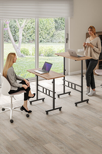 Mobitopya Yükseklik Ayarlı Ergonomik Çalışma Masası Atlantik Çam – Ev Ofis Bilgisayar Masası