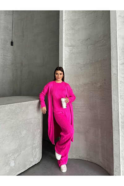 Knitoryx Women's Knitwear 3-Piece Set – Cardigan, Sweater and Pants 4 Colors |