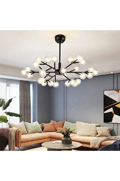 LED CONCEPT Lustra LED cu abajururi, neagra, rotunda, 73x73x80cm, 25xG4