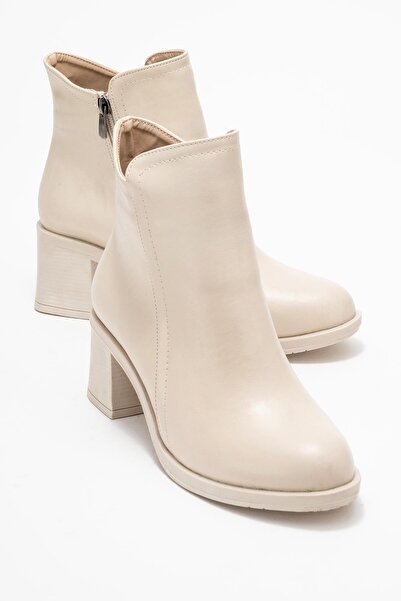 CCWAY AYAKKABI حذاء نسائي بسحاب بسيط من الجلد البيج