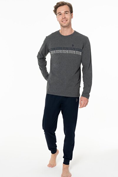 U.S. Polo Assn. طقم ملابس منزلية للرجال من القطن الممشط ضيق الساقين