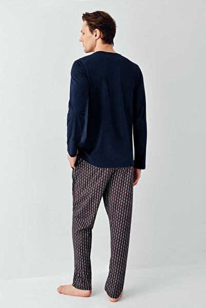 Arnetta Ανδρικό κοστούμι πιτζάμες Navy Blue 100% βαμβάκι
