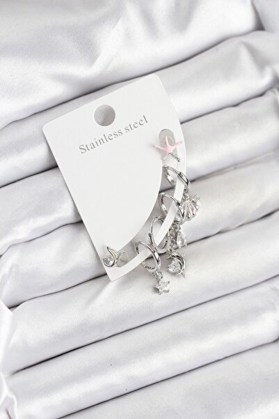 Skygo طقم أقراط نحاسية فضية اللون - TJ-BKP11216