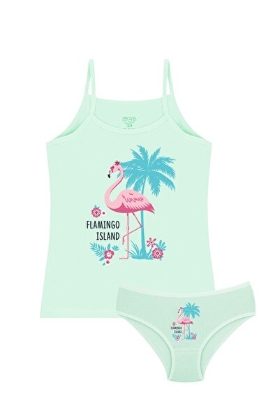 Öts Κοριτσίστικο εσώρουχο ελαστικό ύφασμα Green Flamingo (96% βαμβάκι - 4% ελαστάνη)