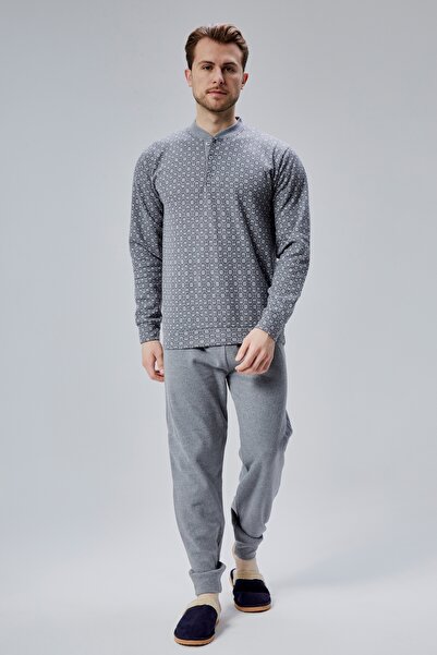 M MOONCOVER Mooncover Men's Winter Jacquard Pajama Set Smoked
