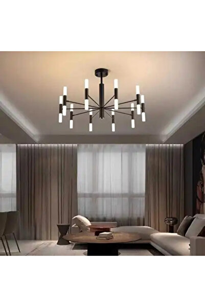 LED CONCEPT Lustra LED cu abajururi, neagra, rotunda, 77x77x27cm, 20xG4