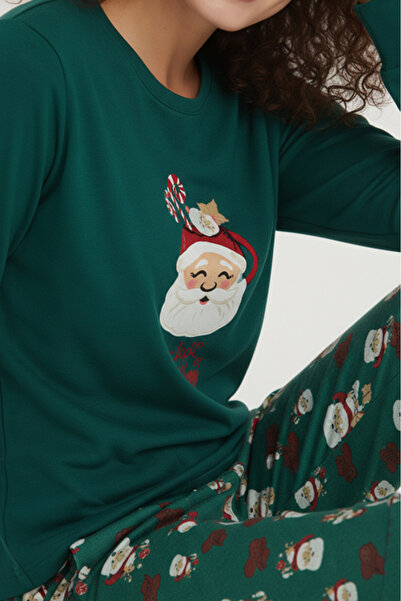 Bravie Luxury Thermal Noel Baba Desenli Kadın Polar Kışlık Pijama Takımı – 42060