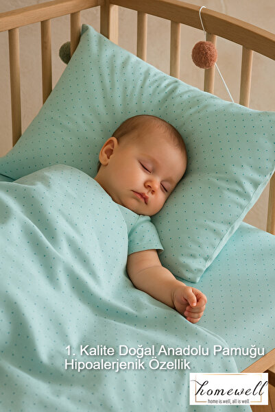 homewell 1St Quality Hypoallergenic Baby Kids Bedding Set Mint Made from Natu...