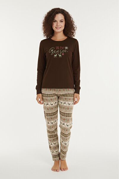 Bravie Луксозен термо комплект зимни пижами за жени с еленски мотиви – 42059