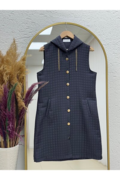 BENAHOLL Dorelle Καπιτονέ γιλέκο με κουκούλα με διπλή τσέπη-ZŞ6007 Ανθρακίτη