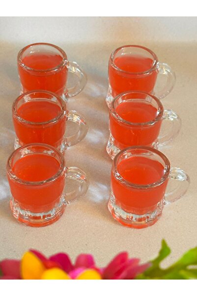 MAKRİ HOME 6’lı Kulplu Cam Bardak Seti, 4 cm çap × 5 cm yükseklik, 35 ml