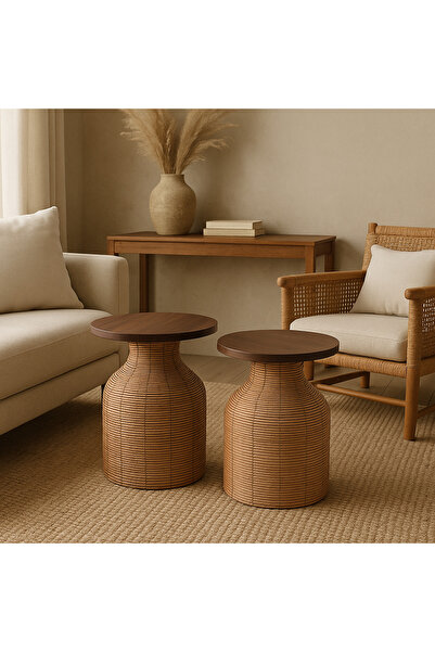 Vi Markets Porcelain table set with wooden tops