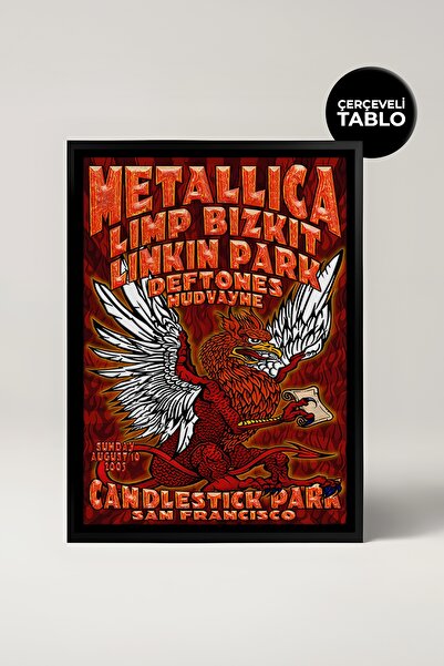 House Gorgeous Pictură cu cadru retro cu design de concert Metallica Nr.:2