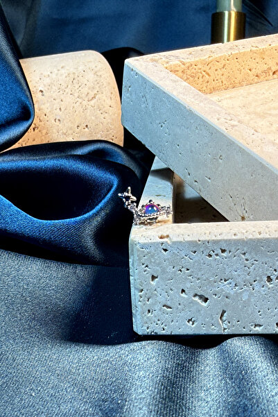 MOONİ ACCESSORİES Galaksi Tasarım Sıra Yıldızlı Renkli Taşlı Gümüş Renk Stain...