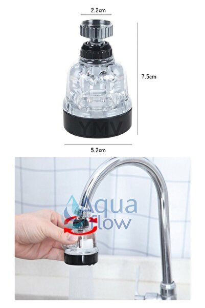 YMV Yeni Model Lüks Şeffaf Su Tasarruflu 360° Hareketli Mutfak Lavabo Musluk ...