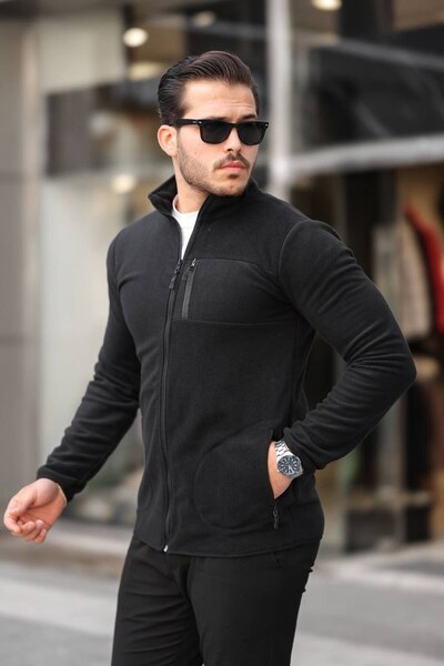 REX MODA Düz Renk Polar Ceket